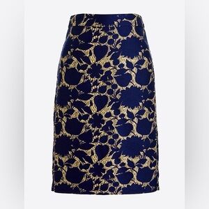 Metallic (Navy & Gold) Jacquard Pencil Skirt